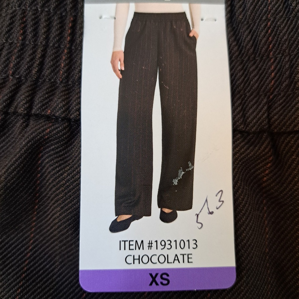 Matty M Wide Leg Pants Womens XS Chocolate NWT Pinstripe Pull On 1608-308